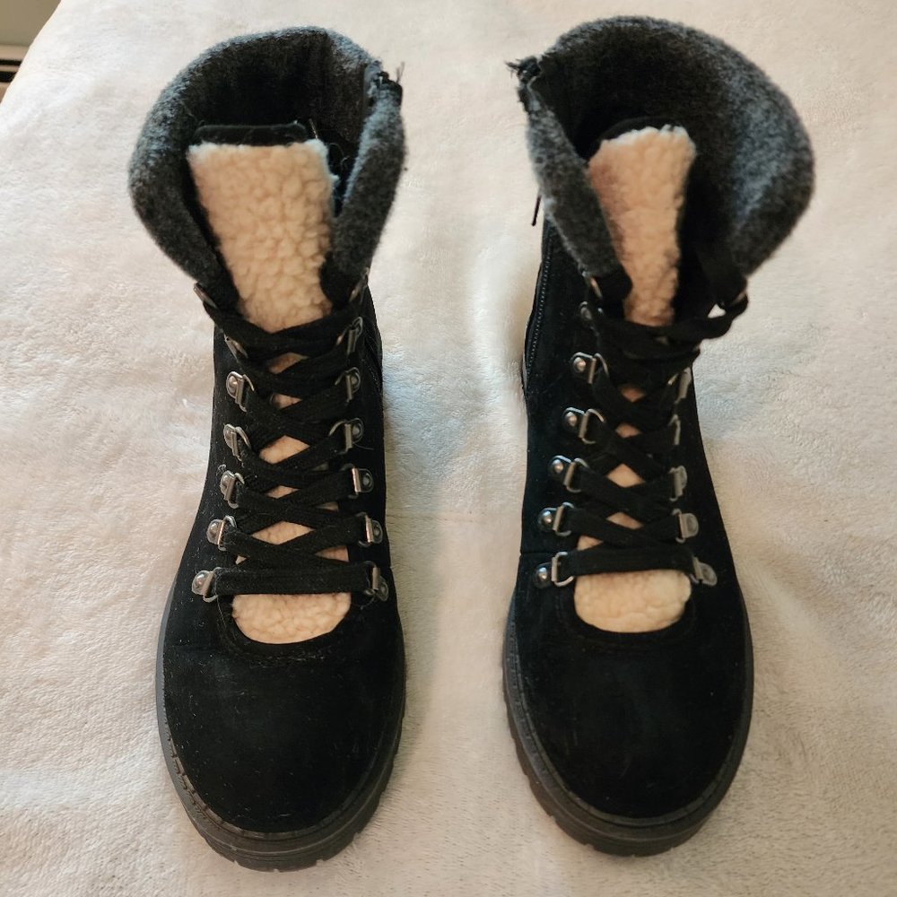 Crown Vintage Lace Up Black suede boots